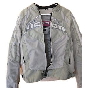 Icon Contra Motorsports Textile Armoured Cream Women's Motorcycle Jacket Size M